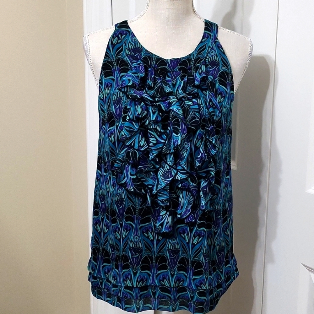 DRESSBARN SLEEVELESS BEAUTIFUL MULTI-COLORED TOP SZ M EXCELLENT CONDITION